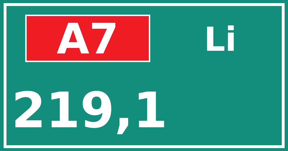 Hectometerbord A7 219,1 zijde Li