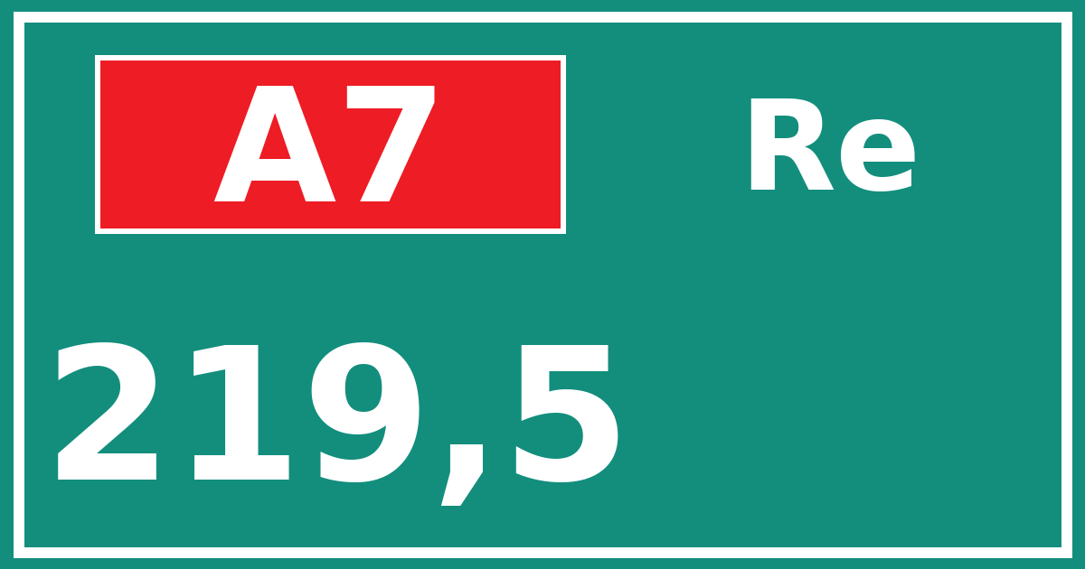 Hectometerbord A7 219,5 zijde Re