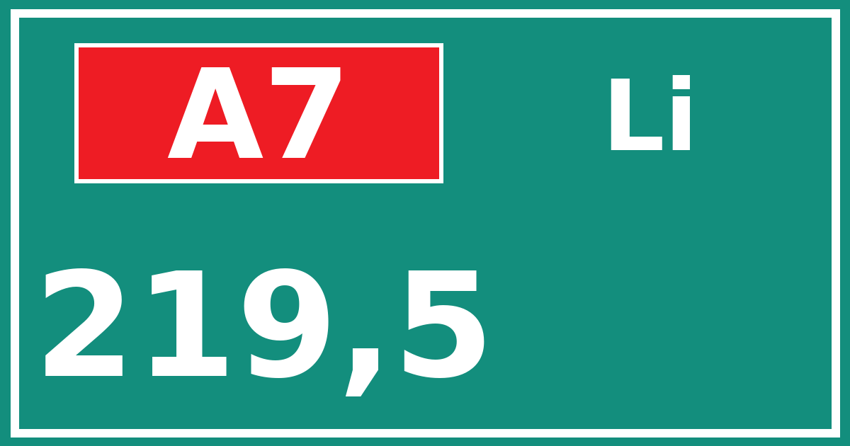Hectometerbord A7 219,5 zijde Li