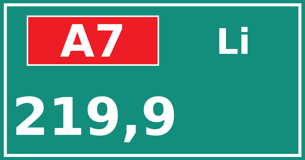 Hectometerbord A7 219,9 zijde Li