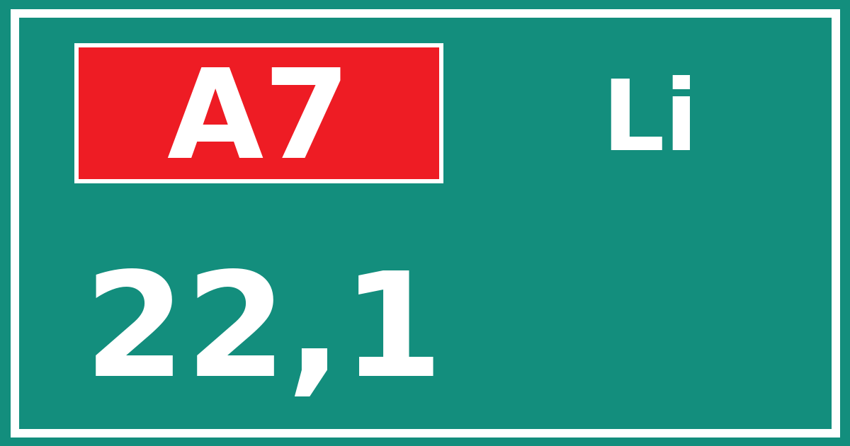 Hectometerbord A7 22,1 zijde Li