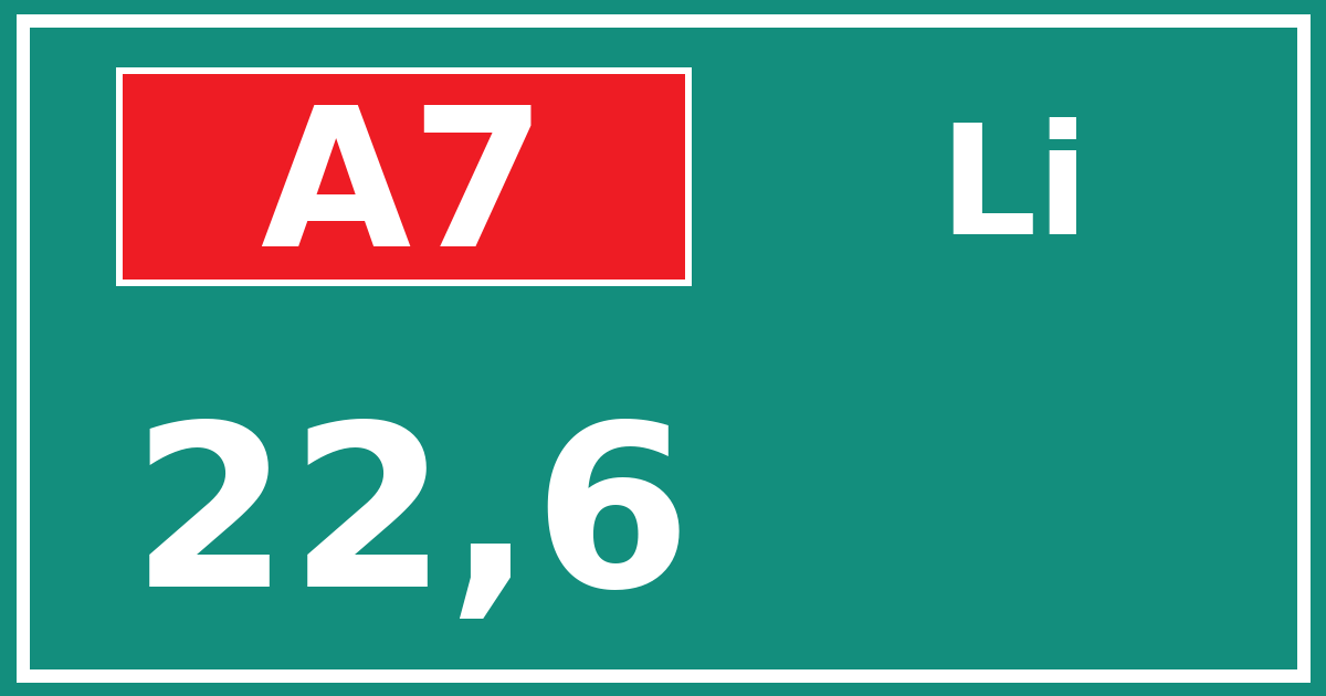 Hectometerbord A7 22,6 zijde Li