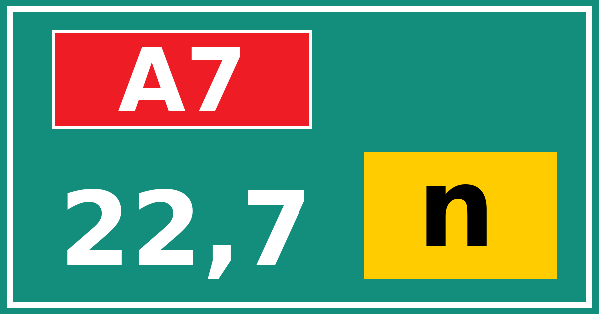 Hectometerbord A7 22,7 letter n