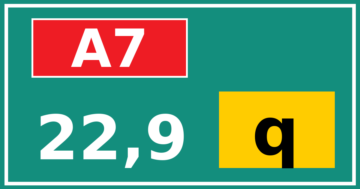 Hectometerbord A7 22,9 letter q