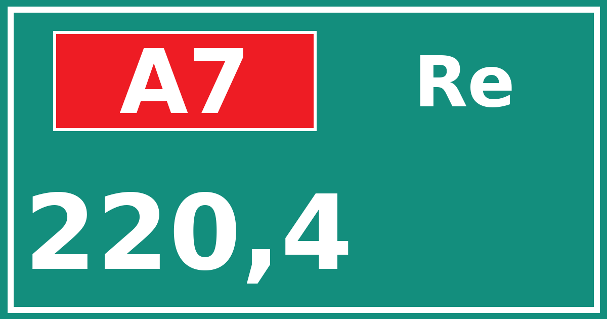 Hectometerbord A7 220,4 zijde Re