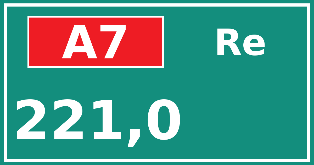 Hectometerbord A7 221,0 zijde Re