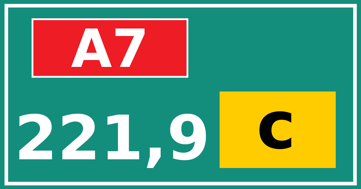Hectometerbord A7 221,9 letter c