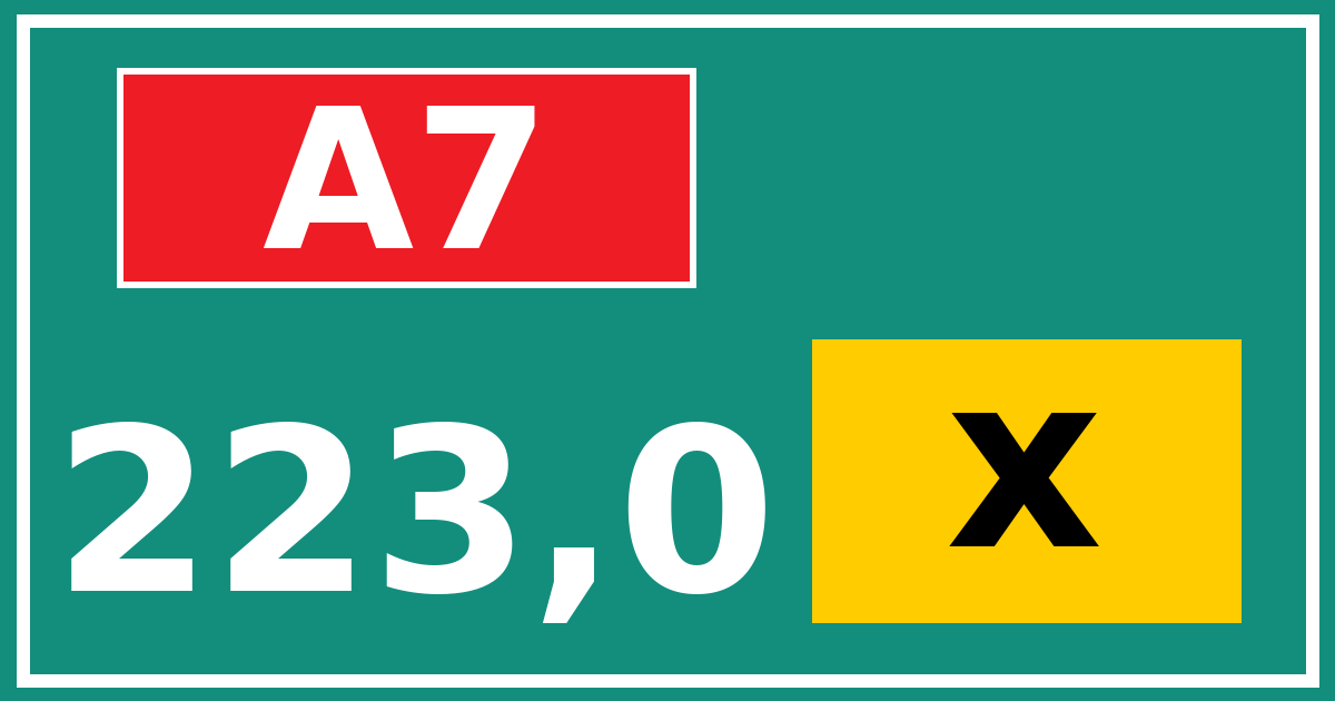 Hectometerbord A7 223,0 letter x