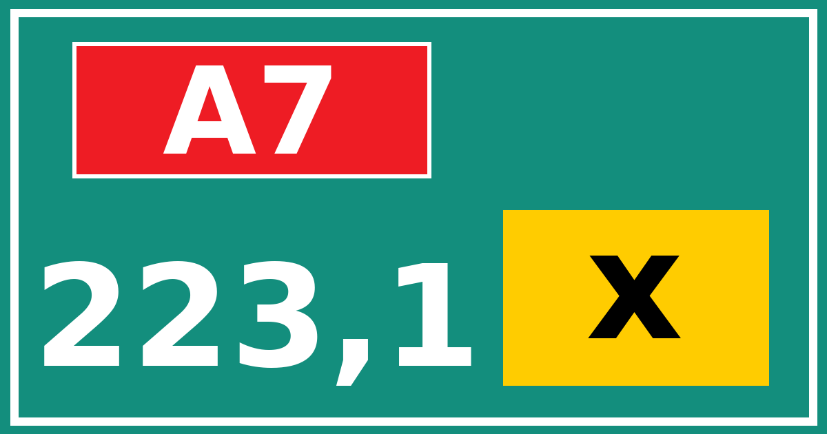 Hectometerbord A7 223,1 letter x