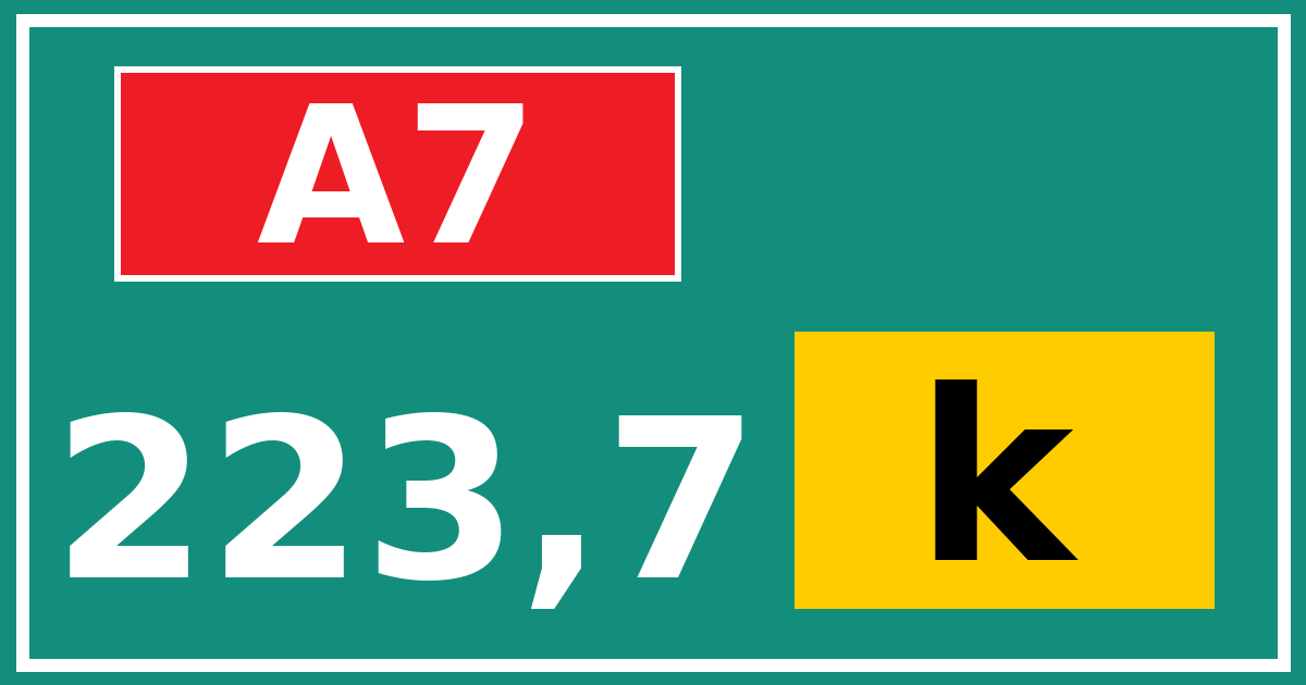 Hectometerbord A7 223,7 letter k