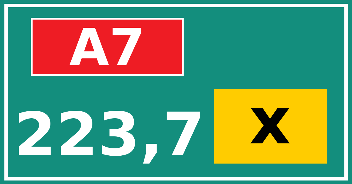Hectometerbord A7 223,7 letter x