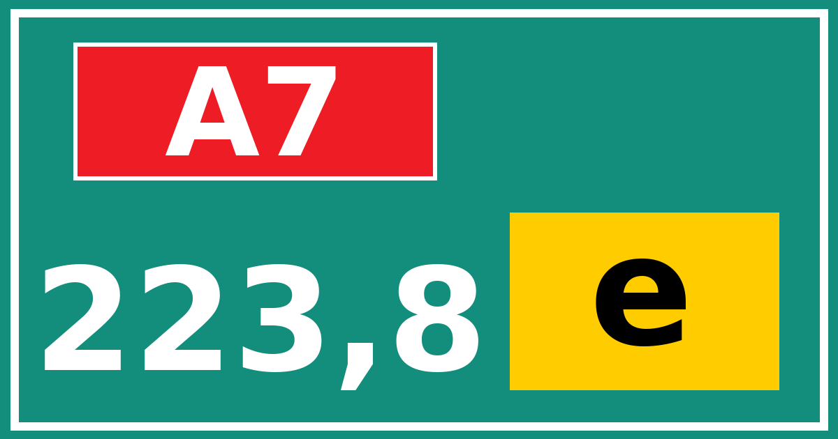 Hectometerbord A7 223,8 letter e