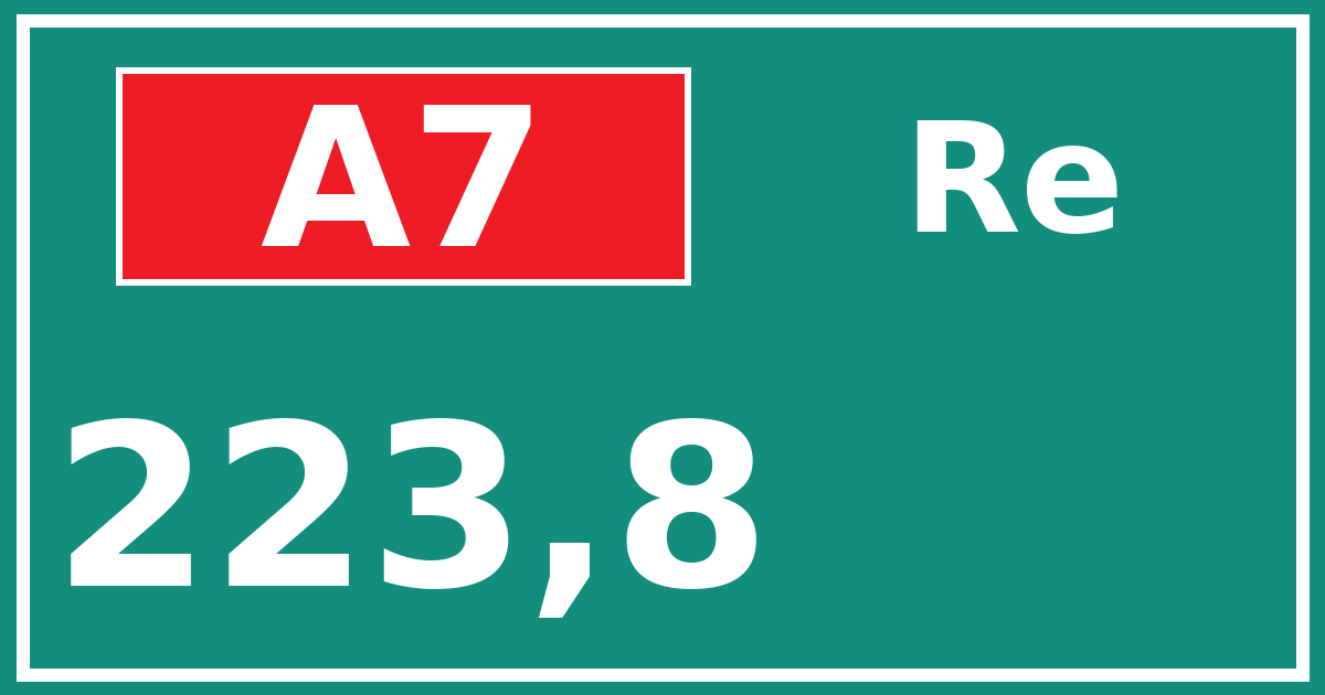 Hectometerbord A7 223,8 zijde Re