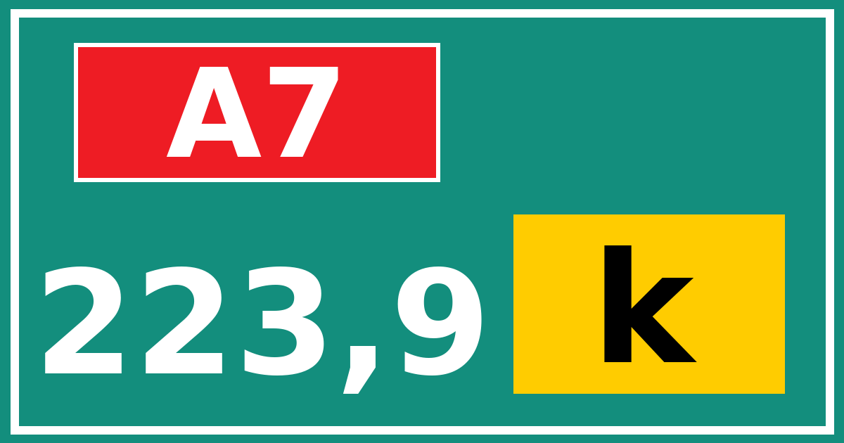 Hectometerbord A7 223,9 letter k