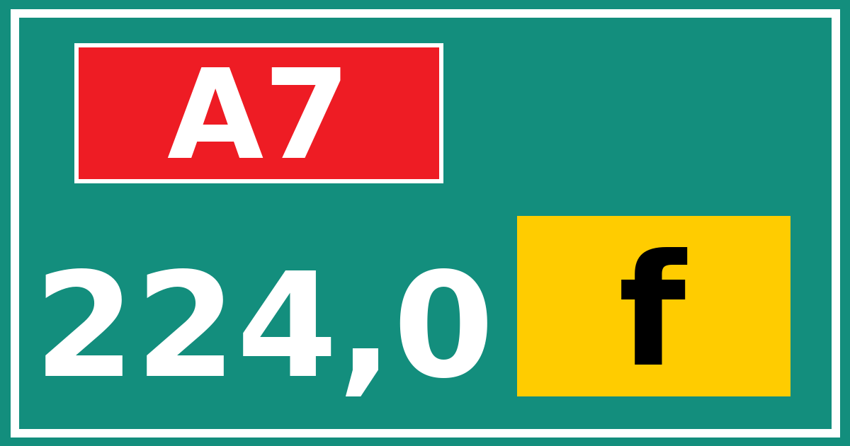Hectometerbord A7 224,0 letter f