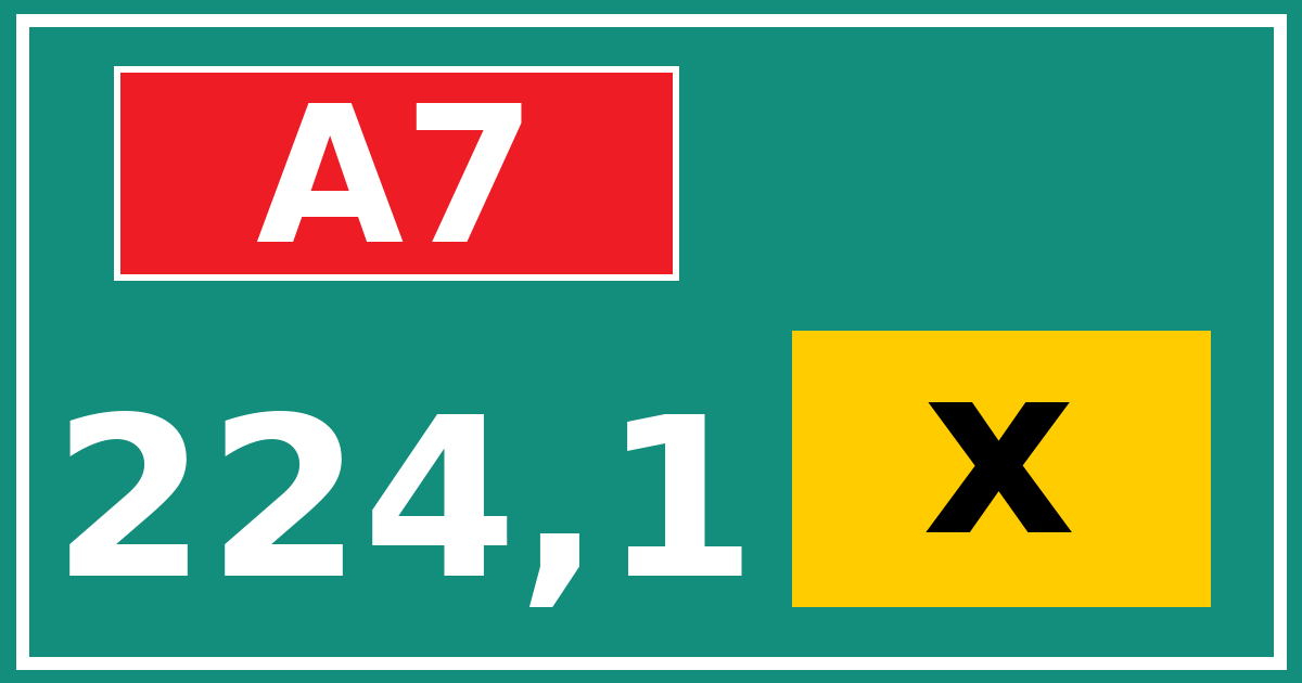 Hectometerbord A7 224,1 letter x