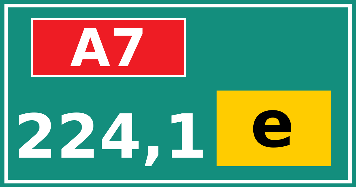 Hectometerbord A7 224,1 letter e