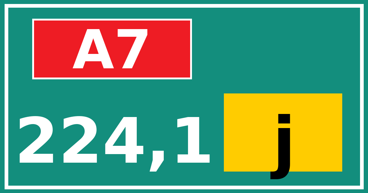 Hectometerbord A7 224,1 letter j
