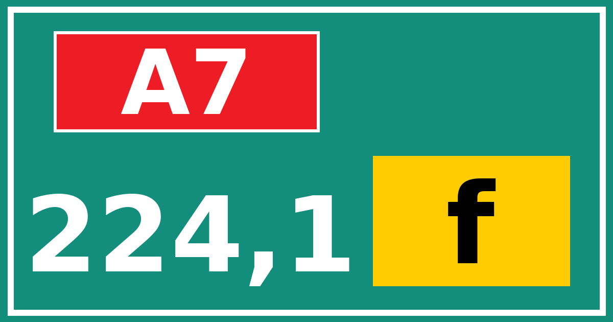 Hectometerbord A7 224,1 letter f