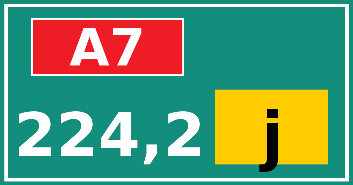 Hectometerbord A7 224,2 letter j