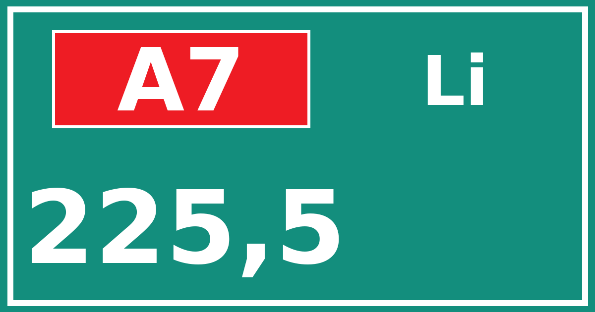 Hectometerbord A7 225,5 zijde Li