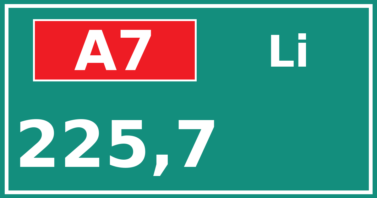 Hectometerbord A7 225,7 zijde Li