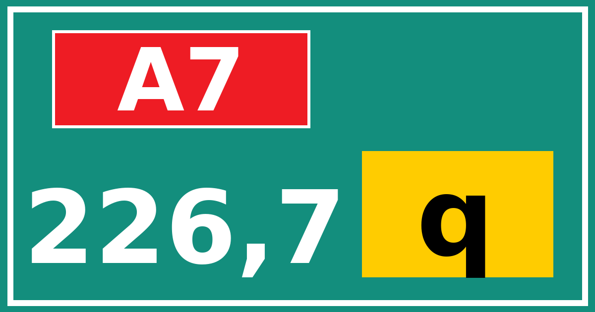 Hectometerbord A7 226,7 letter q