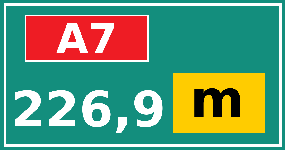 Hectometerbord A7 226,9 letter m