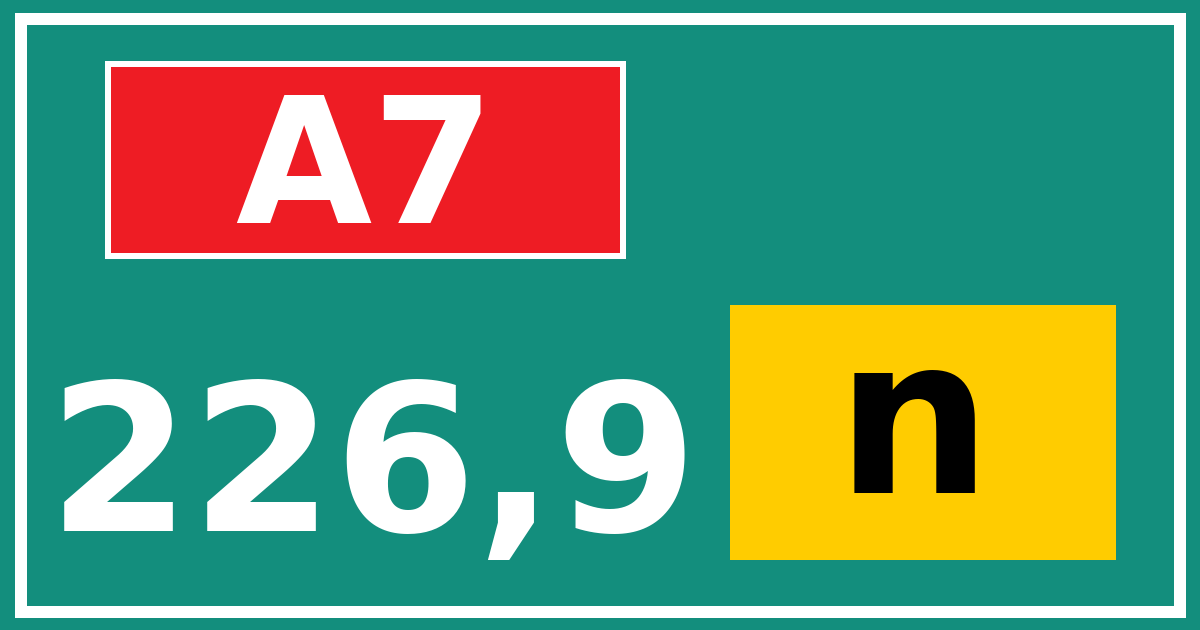 Hectometerbord A7 226,9 letter n