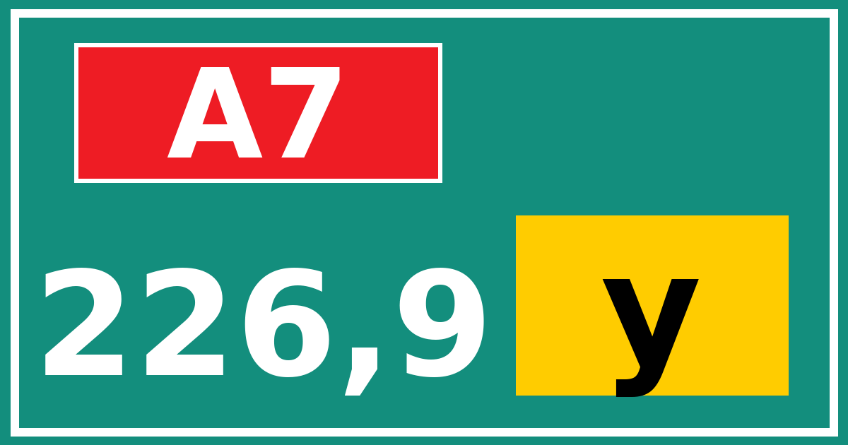 Hectometerbord A7 226,9 letter y
