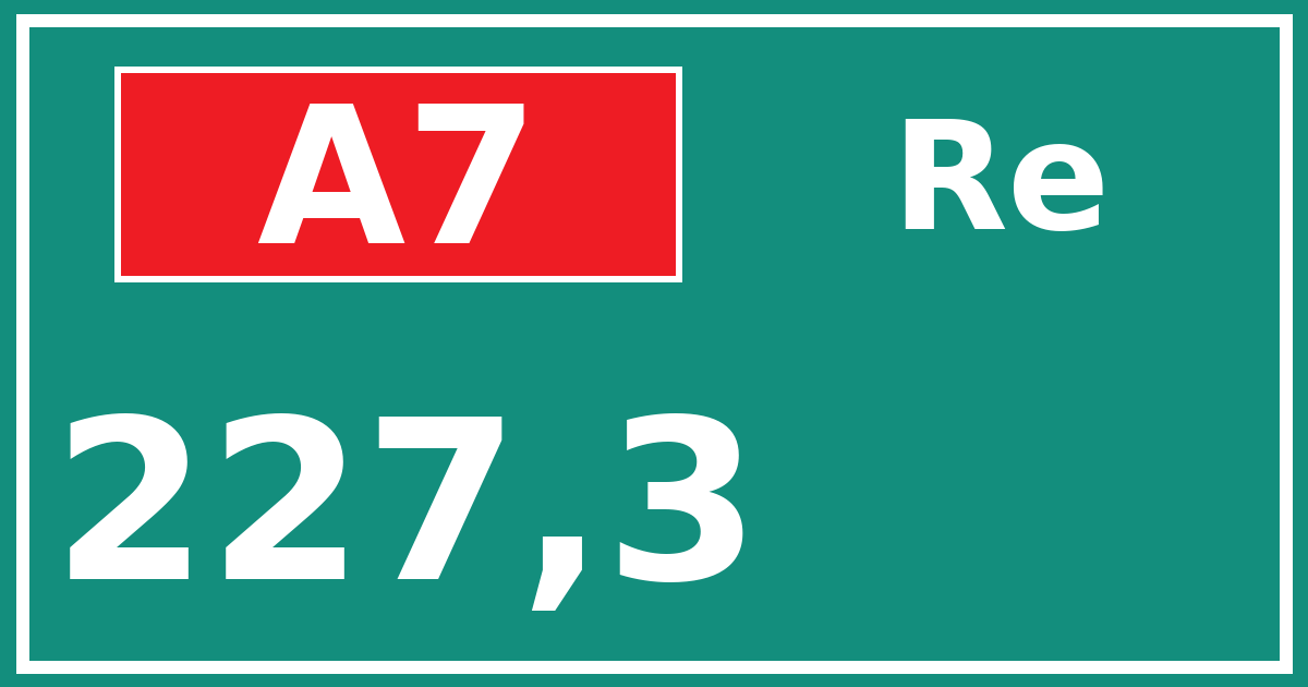 Hectometerbord A7 227,3 zijde Re