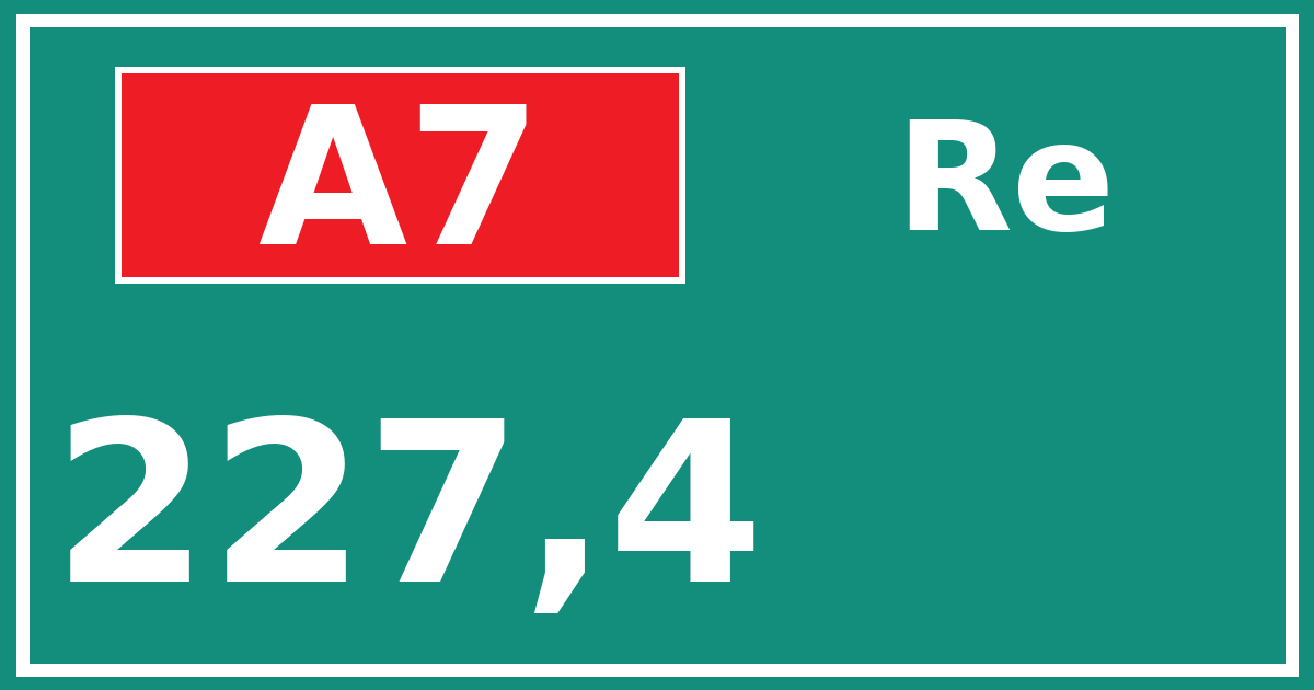 Hectometerbord A7 227,4 zijde Re