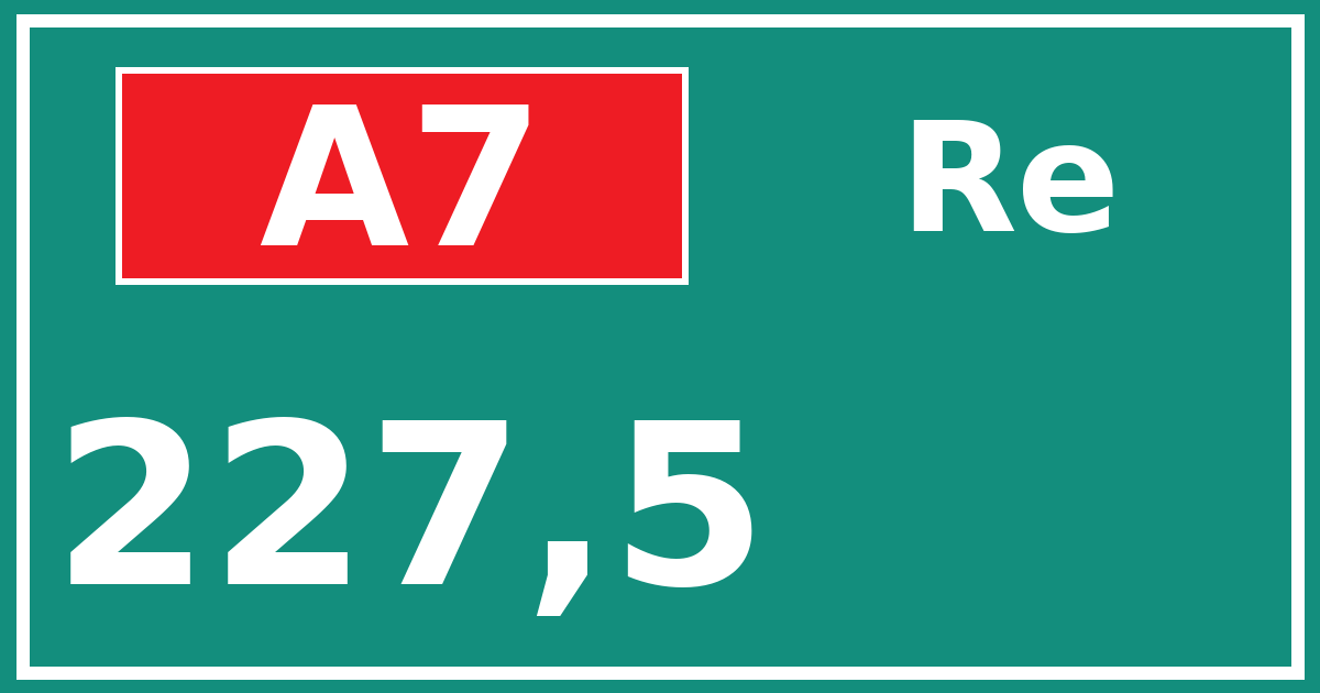 Hectometerbord A7 227,5 zijde Re