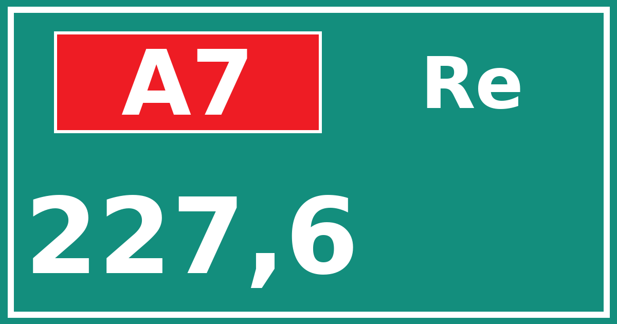 Hectometerbord A7 227,6 zijde Re