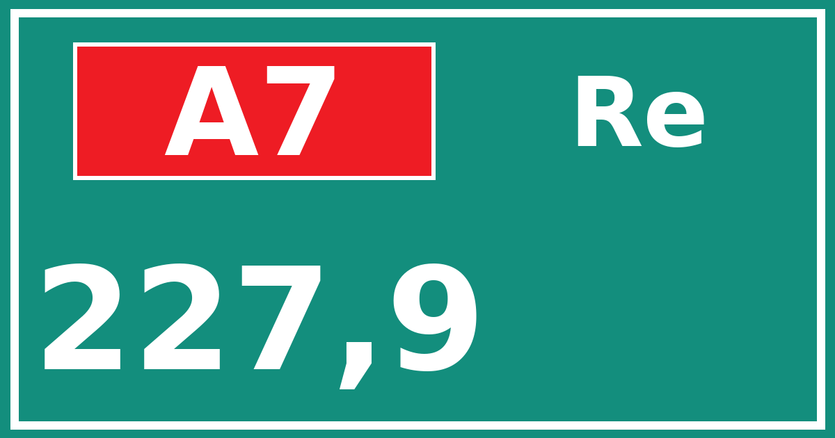 Hectometerbord A7 227,9 zijde Re