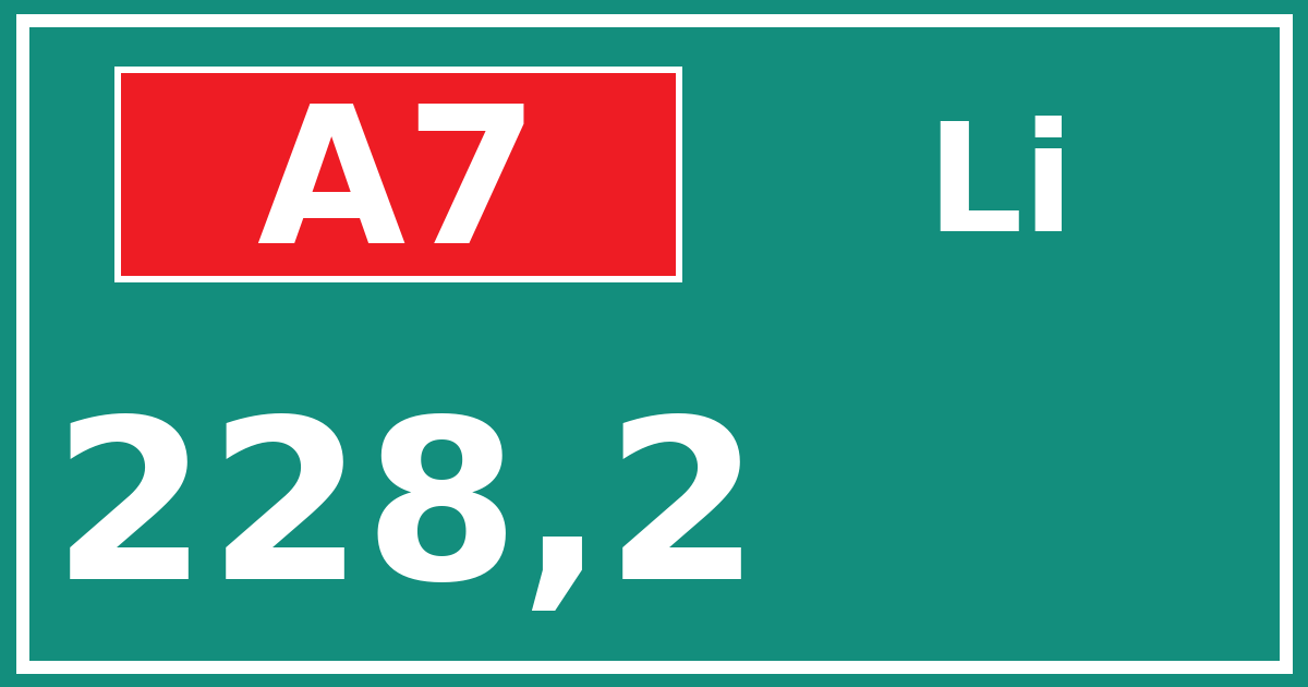 Hectometerbord A7 228,2 zijde Li
