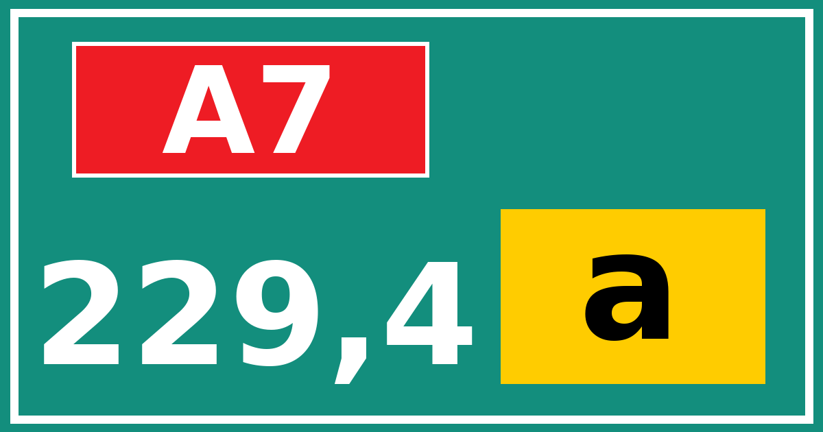 Hectometerbord A7 229,4 letter a