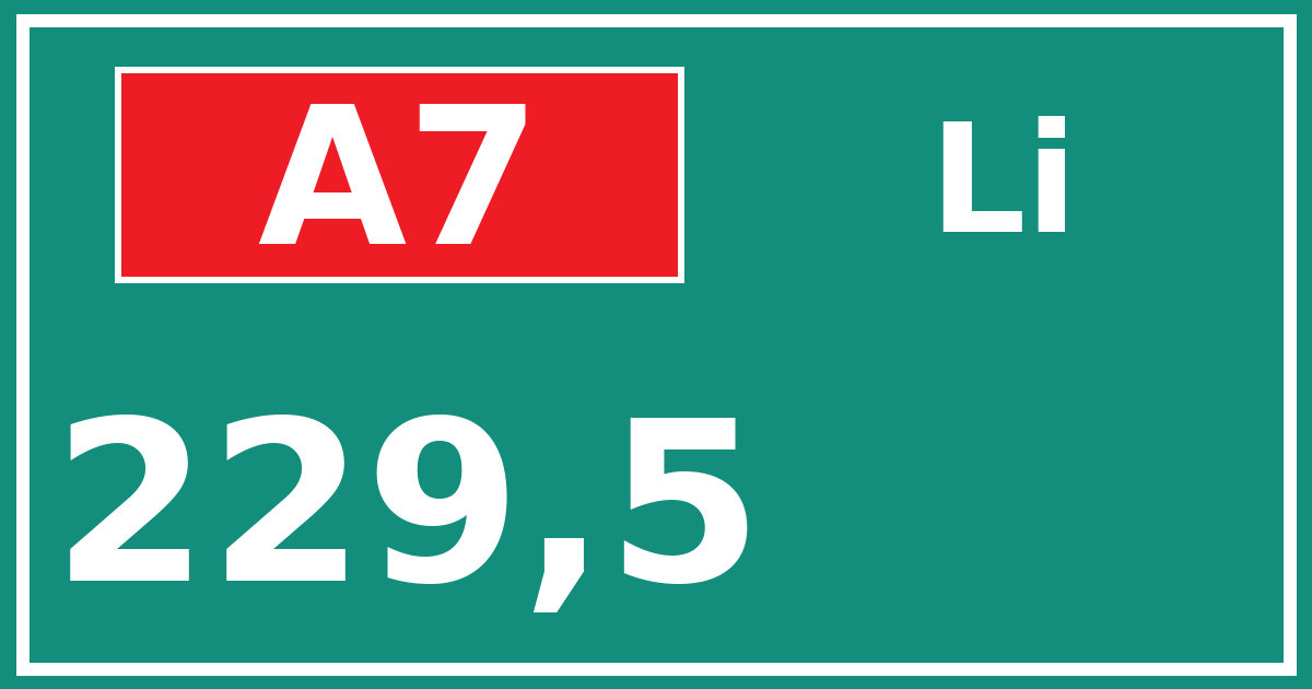 Hectometerbord A7 229,5 zijde Li