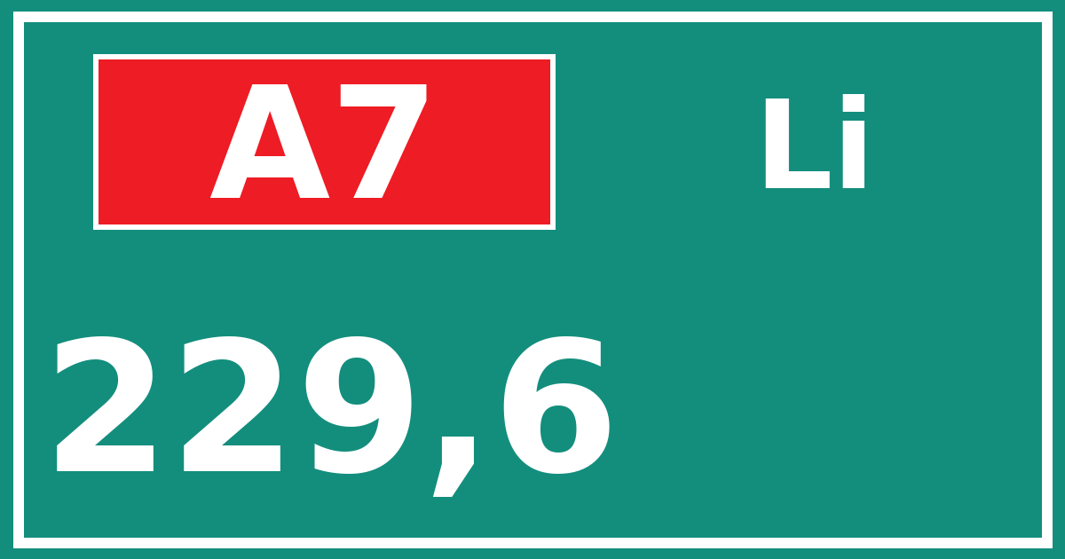 Hectometerbord A7 229,6 zijde Li