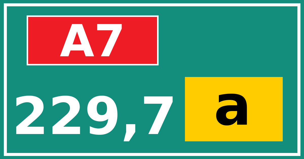 Hectometerbord A7 229,7 letter a