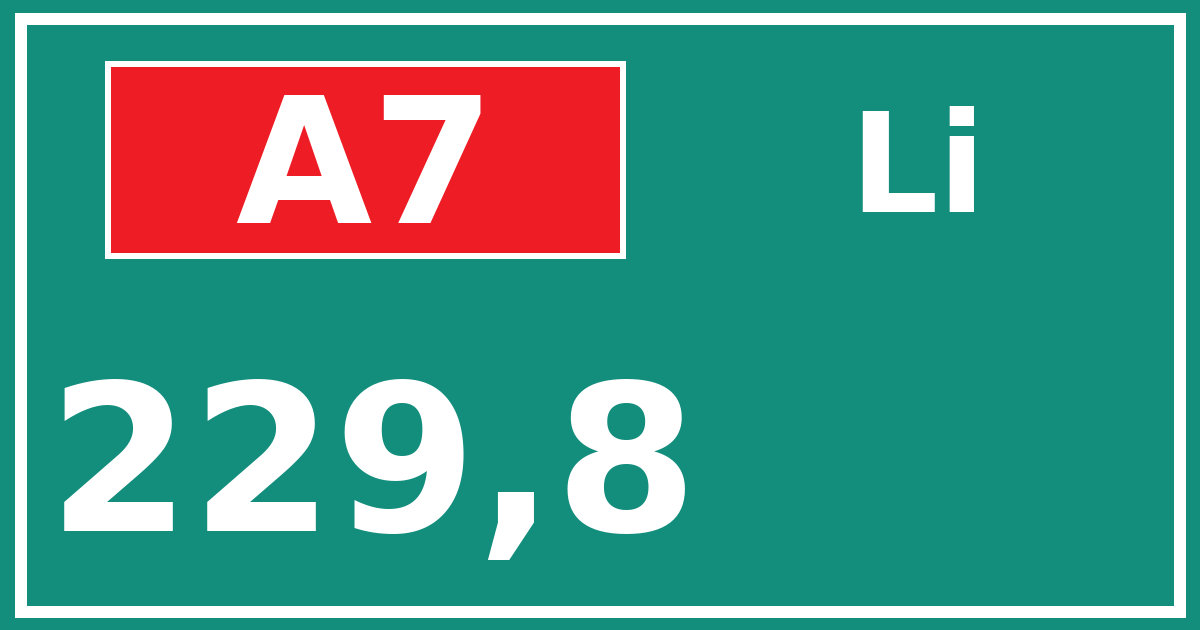 Hectometerbord A7 229,8 zijde Li