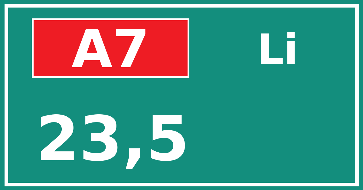 Hectometerbord A7 23,5 zijde Li
