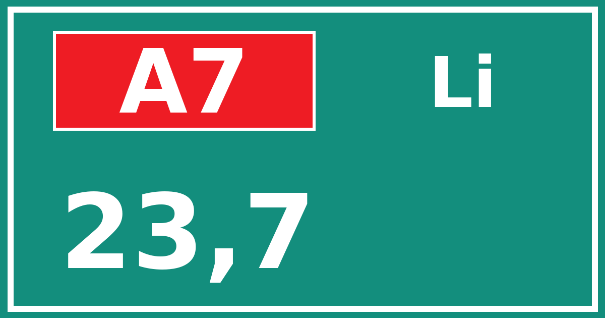 Hectometerbord A7 23,7 zijde Li