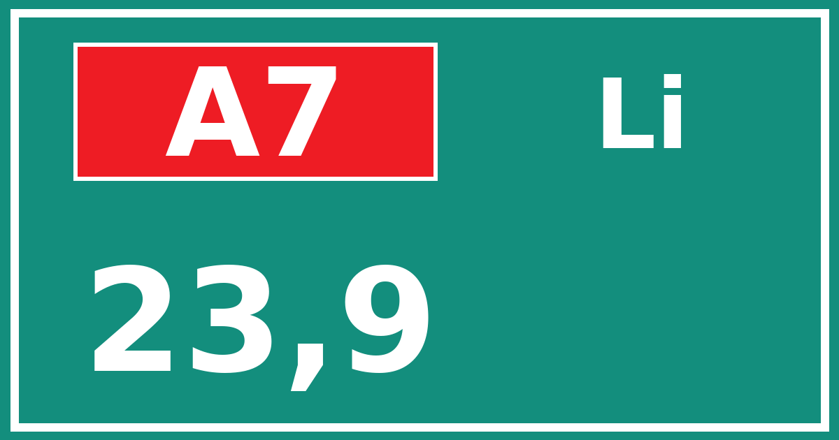 Hectometerbord A7 23,9 zijde Li