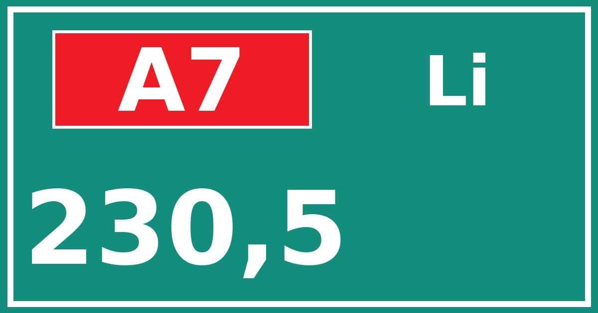 Hectometerbord A7 230,5 zijde Li