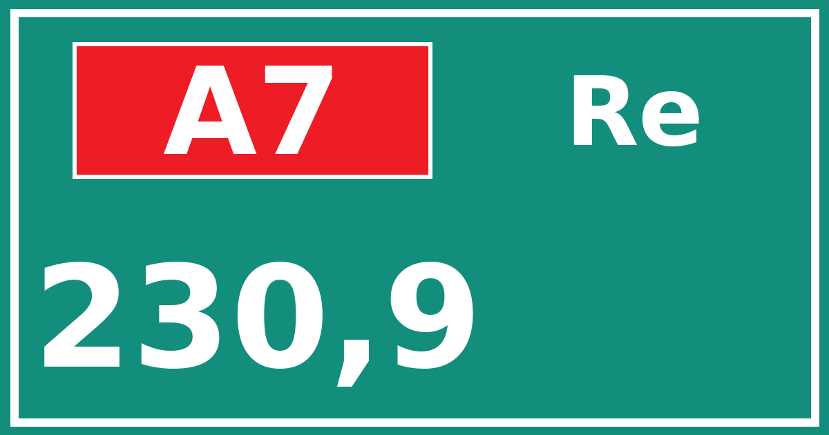 Hectometerbord A7 230,9 zijde Re