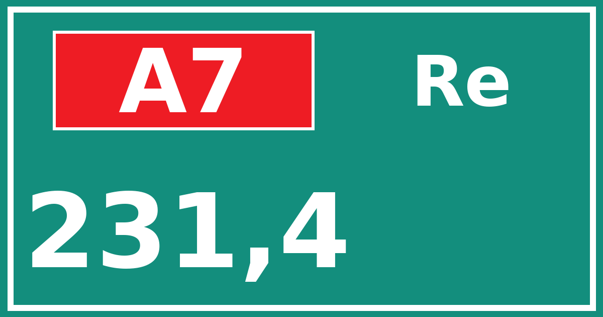 Hectometerbord A7 231,4 zijde Re