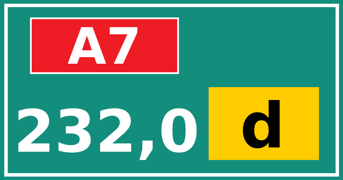 Hectometerbord A7 232,0 letter d
