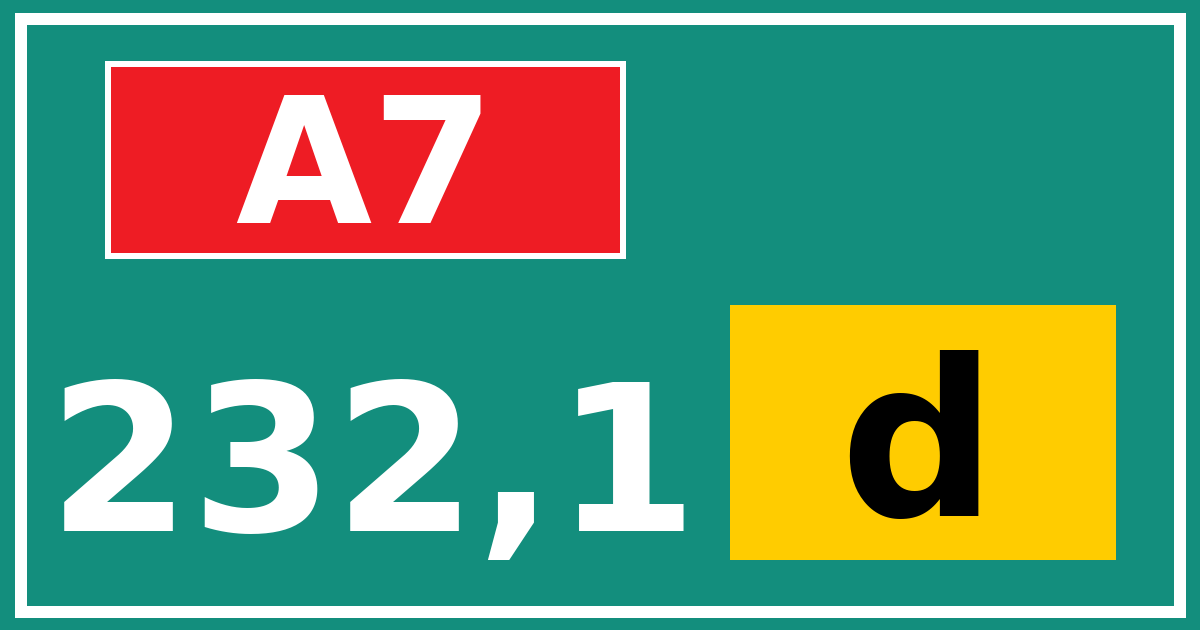 Hectometerbord A7 232,1 letter d