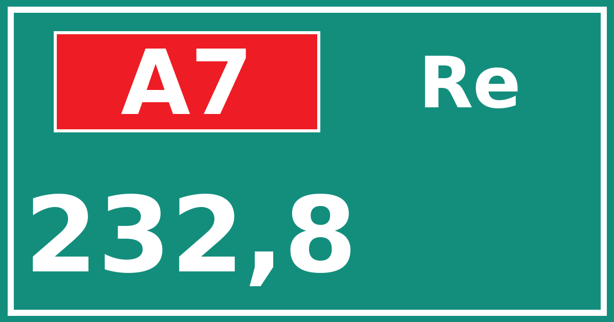 Hectometerbord A7 232,8 zijde Re